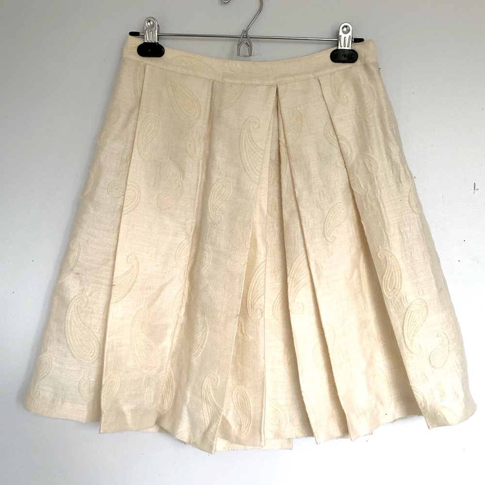 CLUB MONACO WHITE PAISLEY WOOL SKIRT Y2K